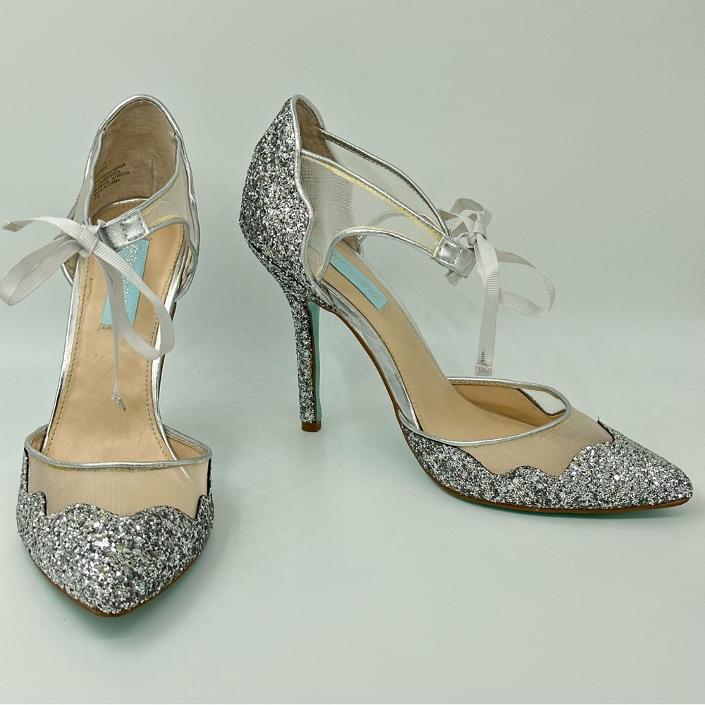 Betsey Johnson Stela Glitter Bridal Heels